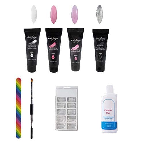 CAIfnv Poly Gel Nail Kit, Professional Poly Gel Starter Kit Nail Extension Suit 8pcs (A)