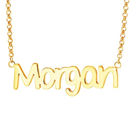 Personalized Sterling Silver/Gold/Rose Gold Name Plate Necklace Customized with Any Initials Letters -Gifts for Baby,Women,Girl,Mother