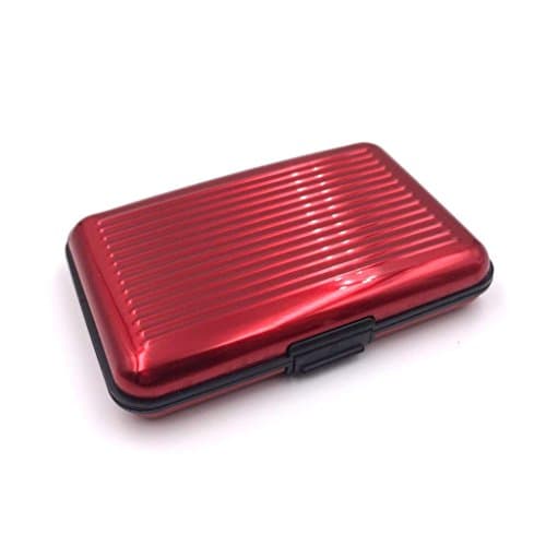 EDUE Aluminum Shell RFID Blocking Credit Card Cash Holder Case, Red
