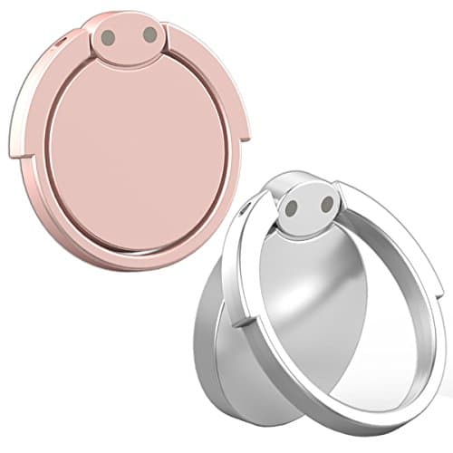 SevenoO l085 Universal Finger Grip, Stand Holder Ring, Car Mount Phone Ring Grip for iPhone/Samsung/Galaxy/iPad/Phone Case - White and Rose Gold - 2 Piece