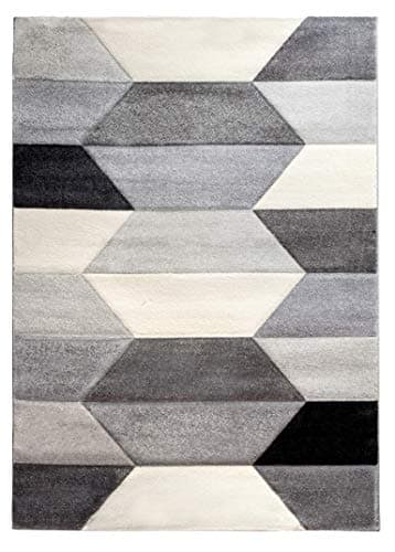 Large Modern Grey Hexagon Design Rugs Big Mat Floor Carpet Cheapest Online Runner Rug (200cm x 300cm)