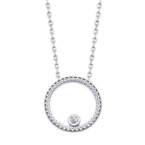 Paradis Love Sokolov 925 Sterling Silver Micro Pave Infinity Circle with Genuine Center Cubic Zirconia Swarovski Crystal Girls Women Gift Package