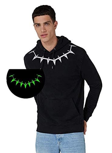 Melcom Glow in Dark Necklace Design Black Sweatshirt for Men