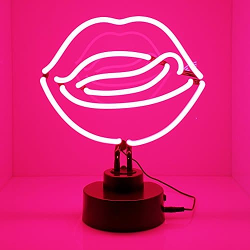 EETO NEON Red Lip Neon Light, Real Glass Neon Sign, Handcrafted LED Neon Light Signs, Red Lip Sign Shaped Decor Light/Table Light/Marquee Signs/Wall Decoration for Kids' Room Birthday Party Bar