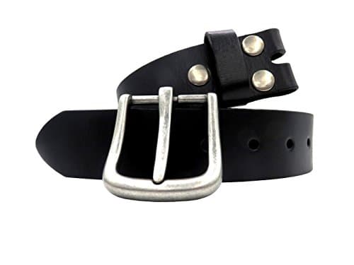 Men's Genuine Leather Belt 38mm(1-1/2") Cowhide Strap Snap on Belt Full Grain Vintage Finish with Removable Buckle Waist Belts for Jeans - Black