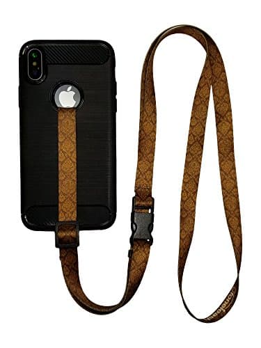 Cell Phone Lanyard Strap Foneleash Tether Universal Neck Wrist and Hand Strap 3 in 1 (BROWN)