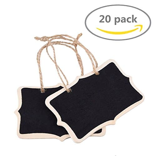 HAKDAY 20 PCS Mini Chalkboards Signs Hanging BlackBoard Rectangle Message Board