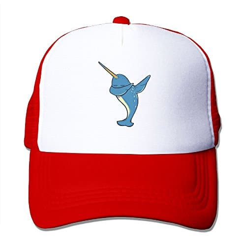 Vicop Dabbing Narwhal Trucker Cap Summer Mesh Hat With Adjustable Strap Red