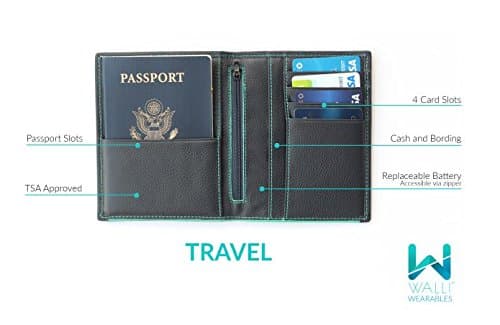 Walli Travel - The Smart Wallet (Blue) Dimensions 4.5 x 5.5 Inches + Bonus - Key Finder 1.75 x 1.7 Inches