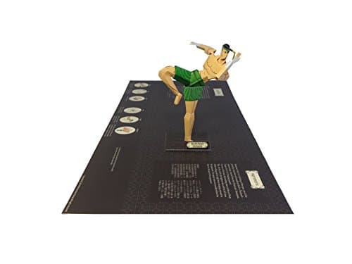 World's first 3D Thai Boxing (Muaythai) Pop-Up Card Hand-made Model for Greeting and Collection (Hanuman Tayarn - Green - Knee Strike)