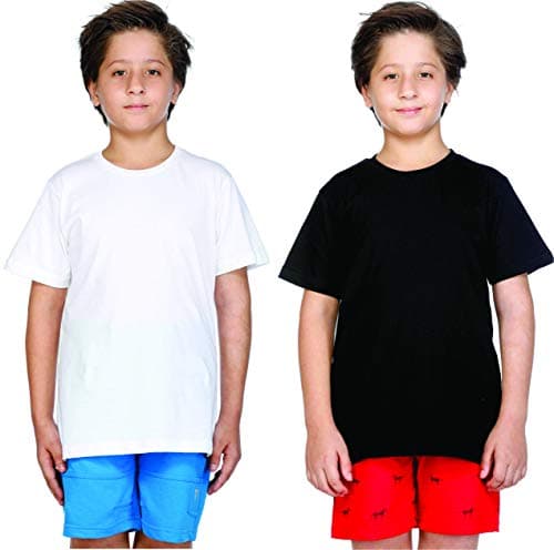 PROTEENS Boy's T-Shirt Black and White Combo Pack of 2