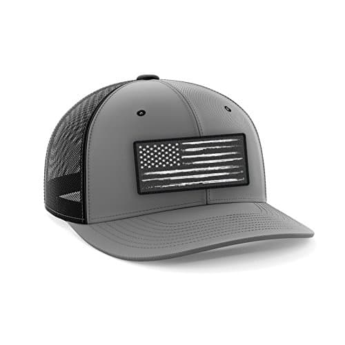 DURO threads Gray Heather Patch USA Flag Distressed Cap S/M