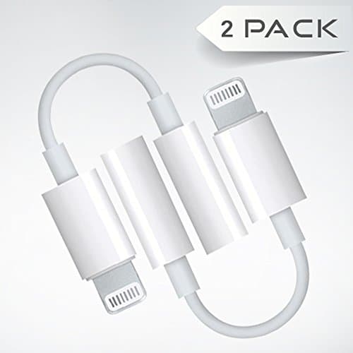 iPhone 7 Lightning to 3.5mm Audio Headphone Jack Adapter, Lightning Connector to 3.5mm Headphone Earphone Extender Jack Adapter Convenient and Suitablefor iPhone 6/6s/7/7 Plus (2 Pack)
