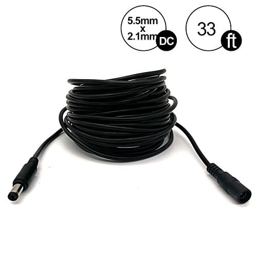 CAMVIEW 10M (33ft) Power Extension Cable 2.1mm x 5.5mm Compatible with 12V DC Adapter Cord for CCTV Security Camera IP Camera Standalone DVR (33ft Black)