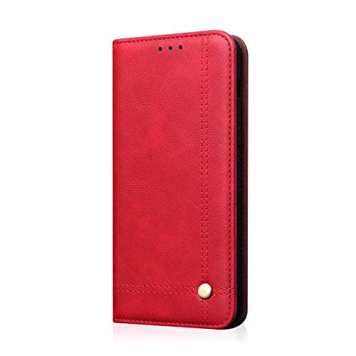 Samsung Galaxy S10 Plus Case, Shockproof Elegant Retro PU Leather Wallet Case with Magnetic Closure Kickstand Card Holder ID Slot Slim Fit Flip Protective Cover for Samsung Galaxy S10 Plus Red