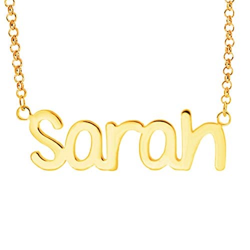 Personalized Sterling Silver/Gold/Rose Gold Name Plate Necklace Customized with Any Initials Letters -Gifts for Baby,Women,Girl,Mother