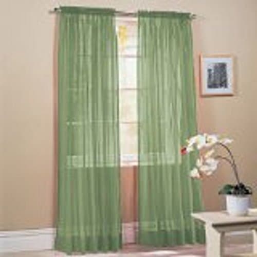 Onestopshop's 2pc Sage Voile Sheer Panel 84" Long Drape Curtain for Your Window Fully Stitched and Hemmed Beautiful Window Treatment