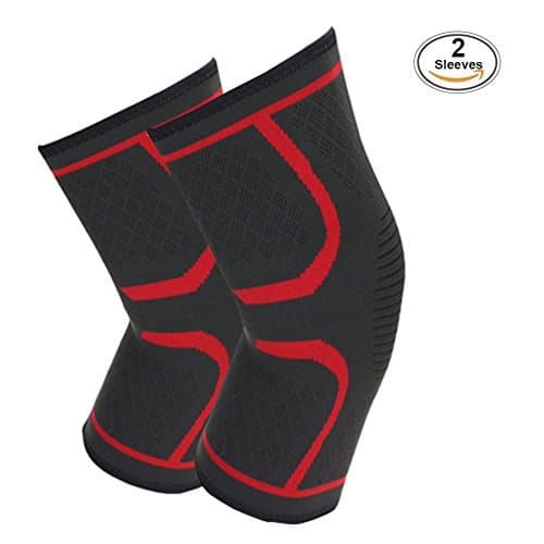 Wikor Knee Braces Knee Compression Support Sleeves Breathable Knee Sleeves for Running, Jogging, Sports, Joint Pain Relief, Arthritis and Injury Recovery (1 Pair) Size L (15.7”-18.9”)