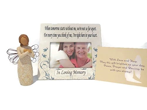 Willow Tree Remembrance Angel Figurine Bundle With When Tomorrow Starts Without Me Ceramic Memorial Picture Frame. An Ideal Sympathy-Condolence Gifts For Loss Of Mother/Father/Loved One