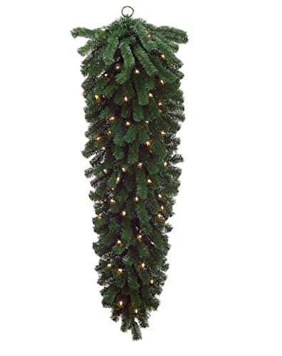 Allstate 54" Pre-Lit Deluxe Windsor Pine Artificial Christmas Teardrop Swag - Clear