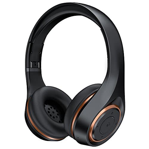 Bluetooth Headphones Over Ear, Hi-Fi Stereo Wireless Headset with Microphone, Foldable, Soft Memory-Protein Earmuffs, Wired Mode for PC/ Cell Phones/ TV (Black)