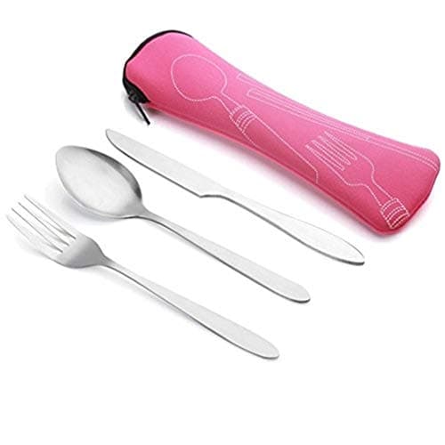 Aigemi 6 Piece Stainless Steel Flatware Set,Knife Fork Spoon Portable Travel Silverware Set with Carrying Case for Lunch Bag Traveling Camping