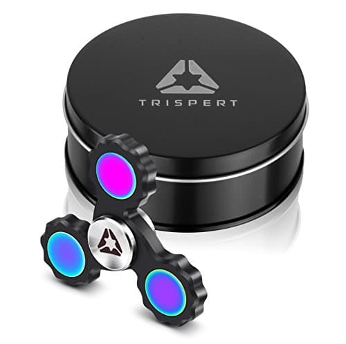 Trispert EDC Fidget Spinner with Supper Fast Bearings, High Quality Black Color Hand Toy, Ultra Durable CNC Machined Aluminium, Ultra Long, Up to 5 minutes Run Time