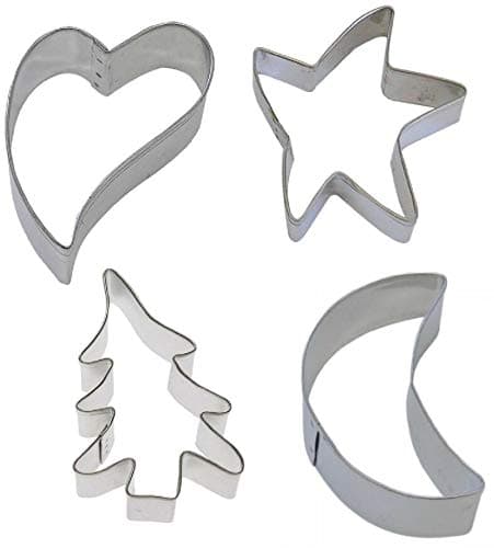 4 Piece Primitive Folk Star Heart Moon Tree Cookie Cutter Set