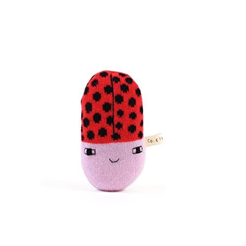 Baby Rattle - Ladybug, soft knitted newborn toy