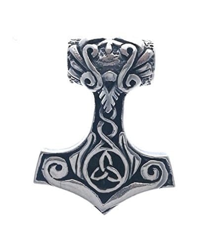 925 Sterling Silver Thor's Hammer Celtic Pendant w/ 18" Box Chain