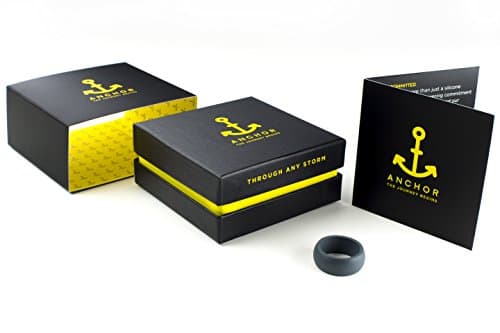 Anchor Silicone Wedding Ring for Men with Exclusive Gift Box - Award-Winning Safe and Versatile Wedding Bands Designed for Your Active Lifestyle (Charcoal Grey, XXL)