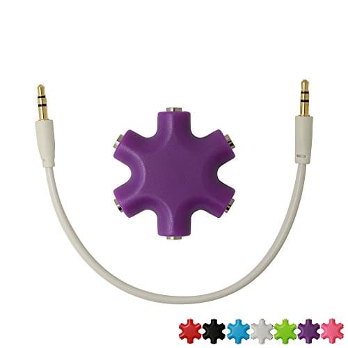 Headset Adapter , Mobile Phone Music Share Device,SUNYOUNGER 6-Way 3.5mm Stereo Audio Headset Hub Music Share Splitter Up to 5 Headphones to iPod MP3