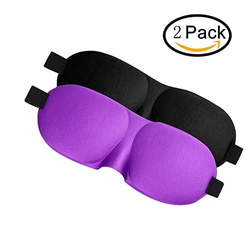 3D Sleeping Mask Eye Mask for Sleeping Contoured Shape Ultra lightweight &amp; Comfortable Sleep Mask for Travel, Nap, Shift Works 2 Pack (Black &amp; Purple)