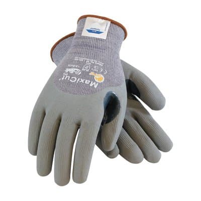 Protective Industrial Products Medium MaxiCut 5 By ATG Cut Resistant Gray Micro-Foam Nitrile Palm And Knuckle Coated Work Gloves With Gray Seamless Dyneema, Lycra And Glass Liner , Continuous Knit Cuff And Reinforced Thumb Crotch