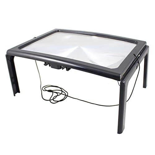 Full Page Magnifier for Reading,Large A4 Full Page Magnifier Magnifying Glass Sheet 3X Magnification For Reading with 4 Bright LEDs with Magnifier Neck Cord