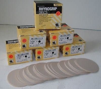Indasa Plus Line Rhynogrip DA Abrasive Discs 75mm P240 Grit - 3" Mini Hook'N'Loop HookIt Sander Discs Hookit Hook'N'Loop HookIt Fixing System Automotive/Marine/Wood Sanding Disc
