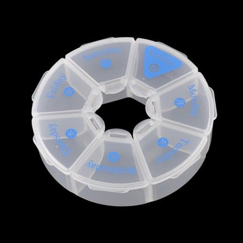 Pill Box, HomeJo 7-Day Round Pill Box Case, Medicine Vitamins Supplements Dispenser Container