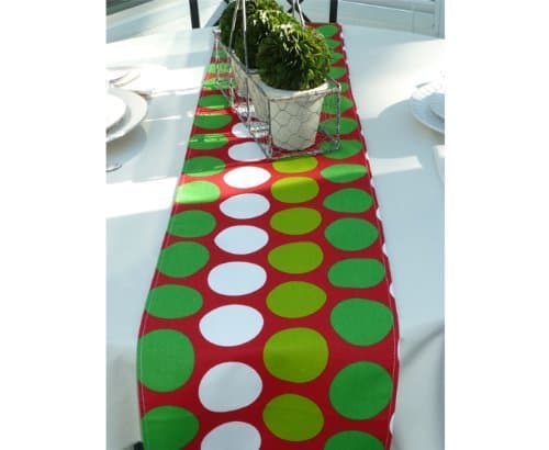 Appleberry Attic Polka Dots Table Runner Collection (Red &amp; Green) Handmade in USA
