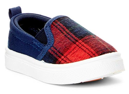 Oomphies Rascal Boys Slip-On Sneaker (Little Kid &amp; Big Kid) (9 M US Toddler, Navy/Red Plaid)