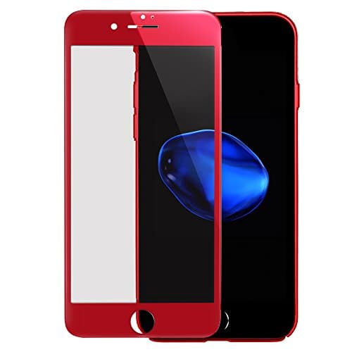 iPhone 7 Screen Protector, Villstar iPhone 7 Red Screen Protector Tempered Glass 3D Full Coverage Film for Apple iPhone 7, HD 9H Anti Scratch Anti Fingerprint (Soft PET Plastic Edge+Tempered Glass)