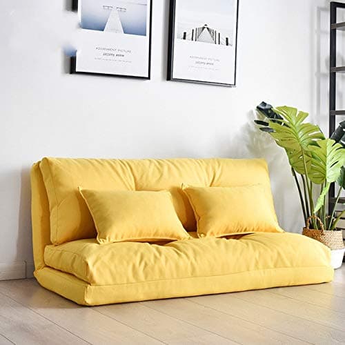 BFY Furnitures .Double-Purpose Small Apartment Bedroom Multi-Functional Folding Lazy Little Sofa Bed(90cm Light Gray) (Color : 120cm Bright Yellow)