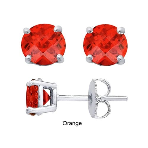 Tachyonized 5mm Orange Stud Earrings Sterling Silver - The Ear is a Microsystem - Energize It
