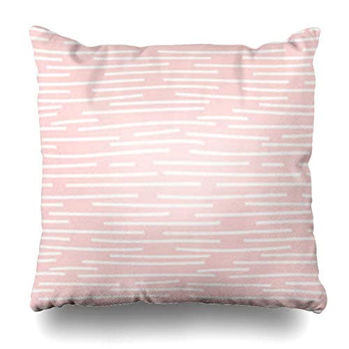 ArtsDecor Throw Pillow Covers Pointilism Pink Hand Rose White Irregular Dotted Line Drawn Pattern Abstract Zen Doodle Simple Home Decor Cushion Square Size 18" x 18" Zippered Sofa Pillowcase