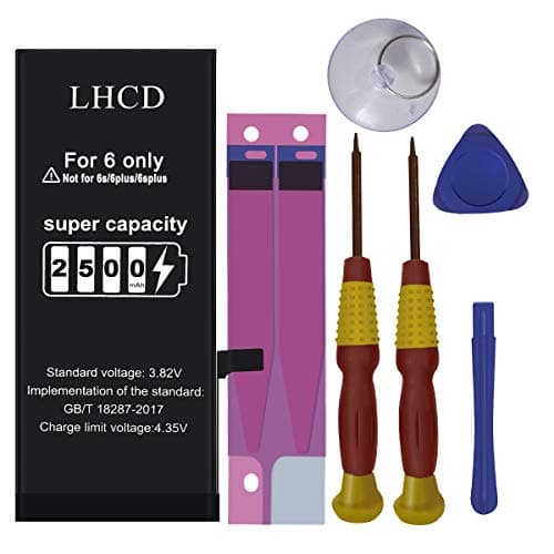 LHCD New Battery for iPhone 6, 2500mAh High Capacity Li-ion Replacement Battery, Professional Full Set Repair Tool Kits and Instruction -[2 Year Warranty]
