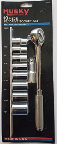 Husky Professional 10 Piece 1/2" Drive Socket Set, USA