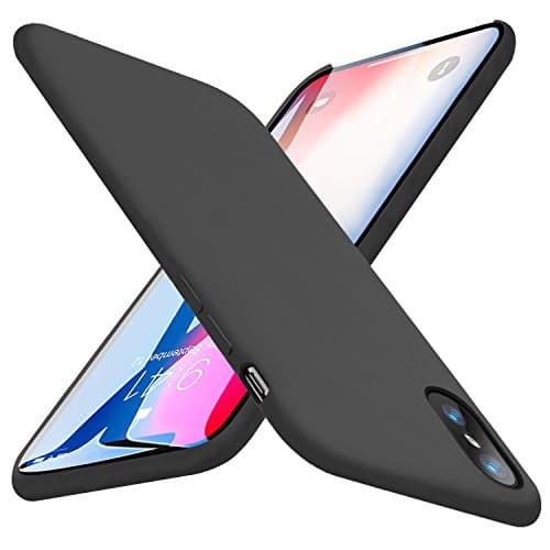 iPhone X Case, SKEEPER Liquid Silicone Gel Rubber 5.8" Microfiber Cloth Cushion Soft Shockproof Protective Cover for 2017 iPhone X / 10 [Black]