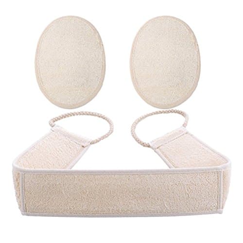Exfoliating Loofah Back and Body Scrubber Strap for Shower for Men and Women (1 Pack 4 x 32 Inch), Loofah Sponge Pad for Skin Care (2 Pack Large 4x6 Inch)
