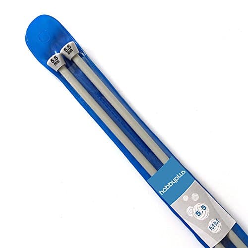 Aluminium Knitting Needles, Single Pointed Set. 35cm(14") long (One Pair: 5.5mm)