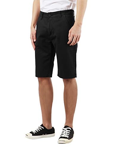 Slim J Men's Solid Casual Straight Midi Knee High Shorts BLACK 34