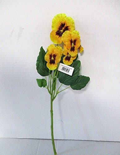 Artificial Pansy Spray Yellow - 43 cm - Spring and Summer Fake Flower Stem